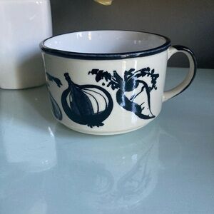 Vintage Black & White Vegetable Print Soup or Coffee Mug